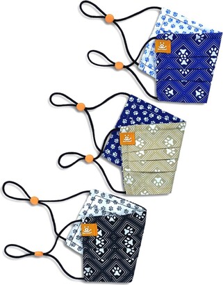 ConStruct x Best Friends Unisex Kids Paw Print Geo Pleated Reversible Mask, 3 Pack