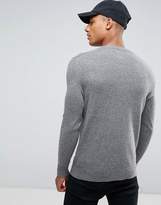 Thumbnail for your product : Abercrombie & Fitch V-Neck Jumper Fine Gauge Logo In Mid Grey
