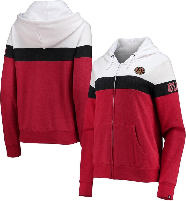 5th & Ocean Women's White Atlanta United Fc Fleece Colorblock Full-Zip Hoodie Jacket