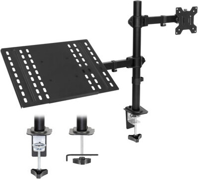 Mount-It Laptop Desk Mount with Monitor Arm, Dual Laptop and Monitor Stand with Clamp, Grommet Base