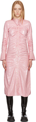 Ganni Pink Sequin Shirt Dress