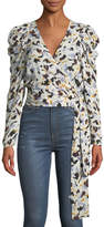 Thumbnail for your product : A.L.C. Tessa Printed Silk Long-Sleeve Wrap Top
