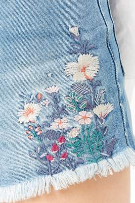 Forever 21 Embroidered High-Rise Denim Shorts
