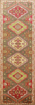 Bungalow Rose Green Kazak Indian Runner Rug 3x10