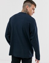 Thumbnail for your product : ASOS DESIGN oversized longline long sleeve t-shirt with waffle body panel in navy
