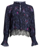 Thumbnail for your product : Tanya Taylor Nyssa Floral Vines Lace-Trim Blouse