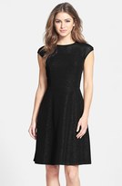 Thumbnail for your product : Marc New York 1609 Marc New York by Andrew Marc Illusion Yoke Metallic Fit & Flare Dress