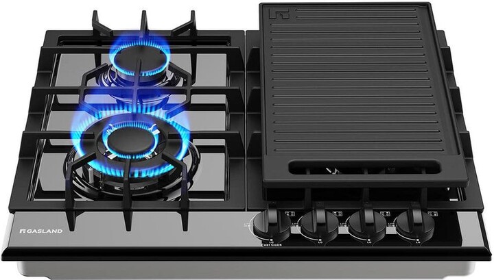 GASLAND 24 In Recessed Gas Cooktop 4 Burners in Black with Griddle