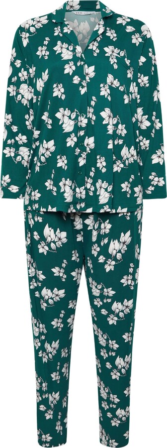 Yours Curve Floral Print Soft Touch Pyjama Set - Women's - Plus Size ...