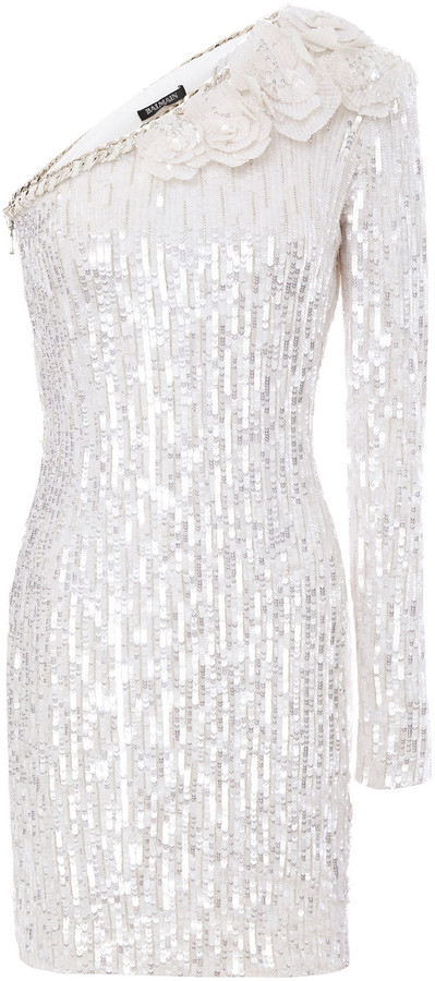 white sequins dress