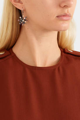 Bottega Veneta Oxidized Silver, Crystal And Pearl Earrings