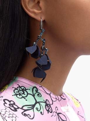 Marni Flower & Crystal Drop Earrings - Womens - Blue