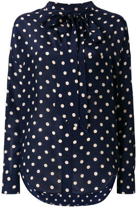 Balenciaga Gathered polka dot blouse - ShopStyle Long Sleeve Tops