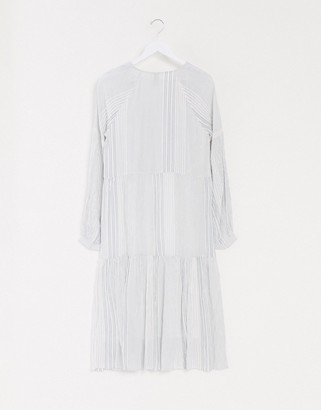 Y.A.S Tall maxi dress with embroidery in textured white