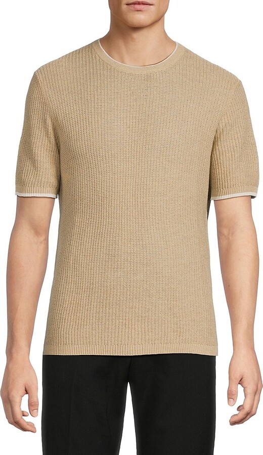 Bruno Magli Waffle Knit Crewneck T-Shirt
