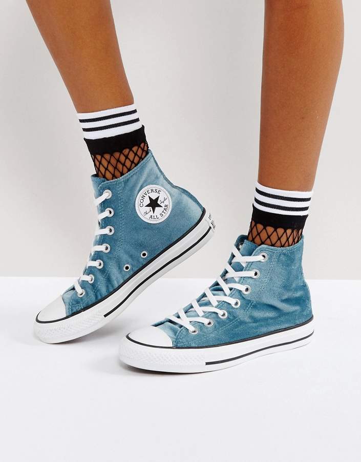 Converse Chuck Taylor All Star Velvet Hi Top Sneakers In Teal - ShopStyle
