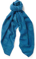 Thumbnail for your product : Alexander McQueen Woven-Skull Wool and Cotton-Blend Scarf