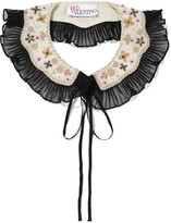 Thumbnail for your product : Red(V) Ruffled Gauze-trimmed Embellished Cotton-canvas Collar