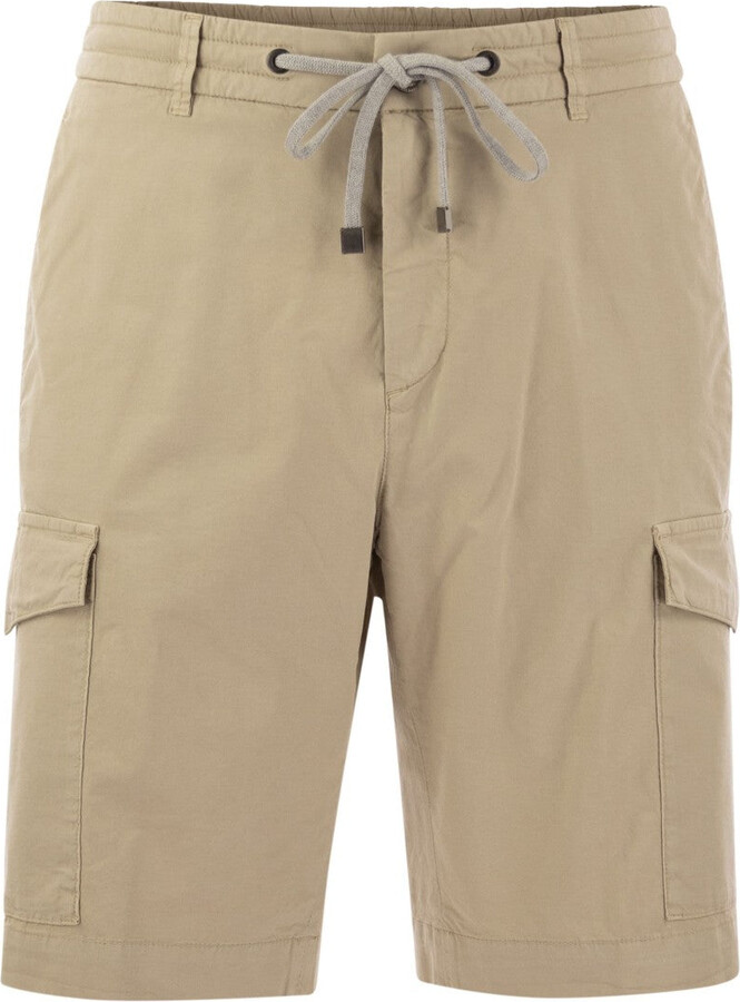 Peserico Lightweight Cotton Lyocell Canvas Jogger Bermuda Shorts
