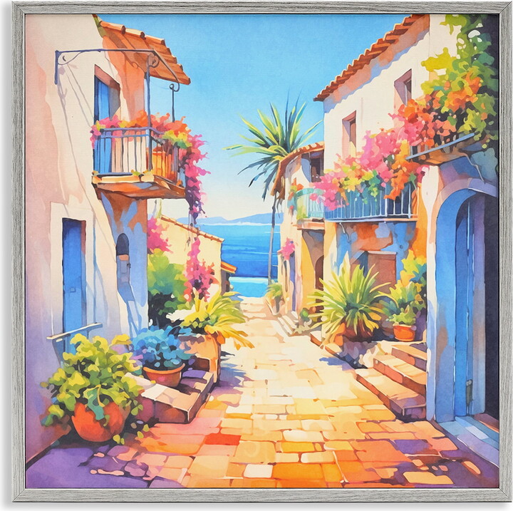 Stupell Industries Scenic Bella Vista Scenic & Cityscapes Painting Gray Framed Art Print Wall Art, 12 x 12