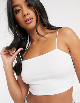 ASOS DESIGN Petite crop bandeau with skinny straps in white