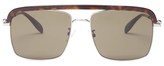 Thumbnail for your product : Alexander McQueen Tortoiseshell-trimmed Aviator Metal Sunglasses - Grey Multi