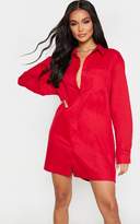 Thumbnail for your product : PrettyLittleThing Scarlet Corduroy Collar Detail Shirt Dress