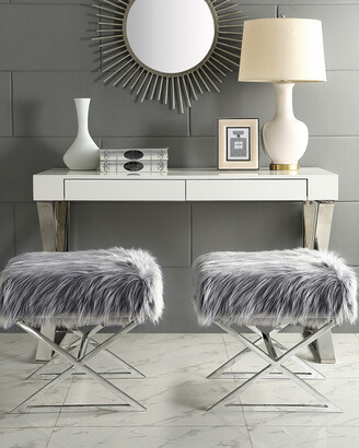 INSPIRED HOME Grey Liam Ottoman