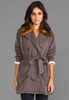 Thumbnail for your product : Obey Chelsea Trench Coat with Removable Faux Fur Collar