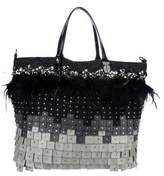 Thumbnail for your product : Valentino Feather-Trimmed Embellished Tote