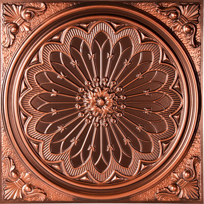 uDecor Misson 1.98 ft. x 1.98 ft. Drop-in or Glue-Up Vinyl Ceiling Tile in Antique Copper