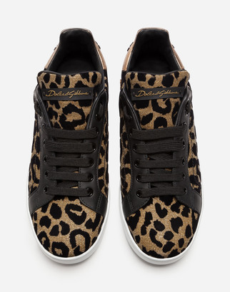 Dolce & Gabbana Portofino Sneakers In Color-Changing Leopard Fabric