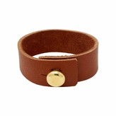 Thumbnail for your product : N'damus London Mens Tan Leather Bracelet With Large Brass Button