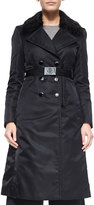 Thumbnail for your product : Moncler Sisteron Fur-Trim Trenchcoat, Black