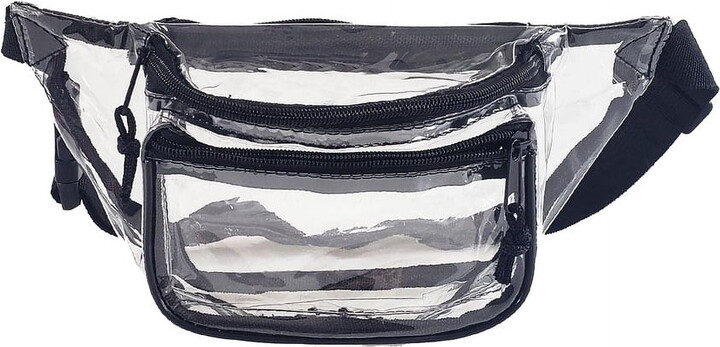 K-Cliffs Clear Anti-Theft 3-Zipper PVC Fanny Pack with Black Trim for Music Festivals & Raves Unisex All Ages