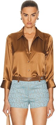 L'Agence Dani 3/4 Sleeve Blouse in Brown