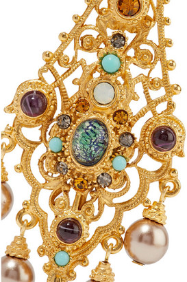 Ben-Amun Gold-Plated Stone Clip Earrings