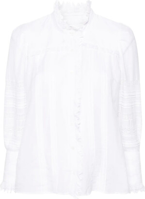 売れ筋商品|||ザディグ エ ヴォルテール シャツ レディース トップス MORNING POP - Button-down blouse - mist Cotton V Neck Sequin Mid Sleeve Casual Top,Glitter Short