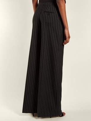 Alexander McQueen Pinstripe Wool Blend Trousers - Womens - Black