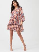 Thumbnail for your product : River Island Printed Ruffle Smock Dress - Pink