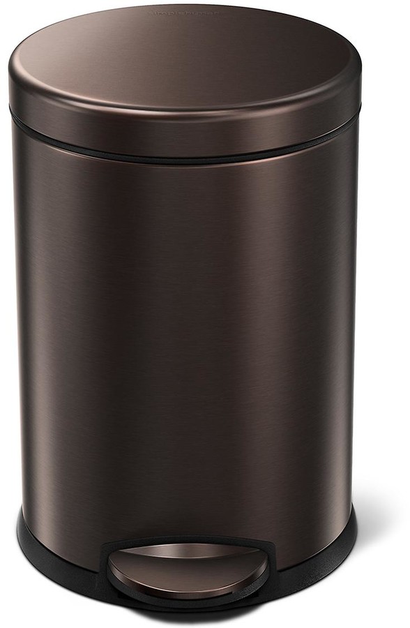 Container Store simplehuman Bronze 1.2 gal. Round Step Trash Can