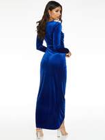 Thumbnail for your product : Quiz Wrap Long Sleeve Maxi Dress - Blue