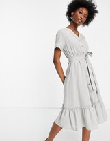 Thumbnail for your product : Qed London tie waist midi dress in sage green