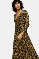 Thumbnail for your product : Topshop Mustard Ditsy V Neck Textured Midi Dress