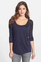 Thumbnail for your product : Jessica Simpson 'Bria' Chiffon Shoulder Stripe Tee