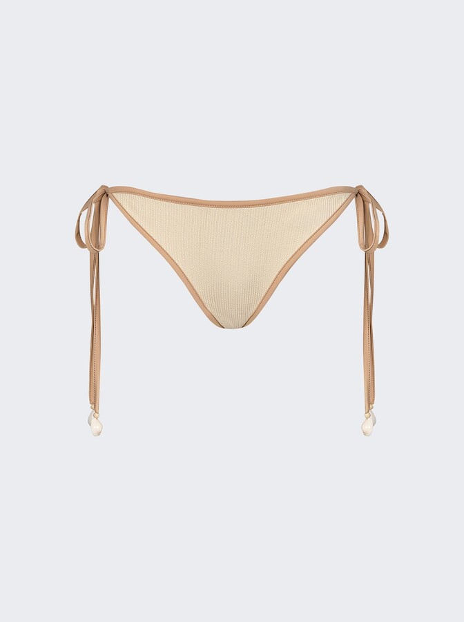 Johanna Ortiz Crinkle Spiritual Retreat Bikini Bottom Ecru And Nude