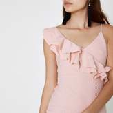 Thumbnail for your product : River Island Womens Pink asymmetric frill bodycon dress