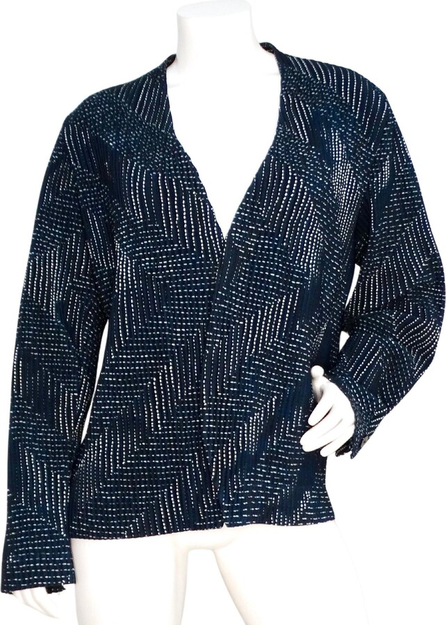 Issey Miyake Homme Plisse Blue Printed Pleated Jacket