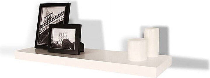 InPlace Floating Shelf, Square Edge Hidden Bracket Wall Shelf, White, 36" W x 10" D x 2" H,