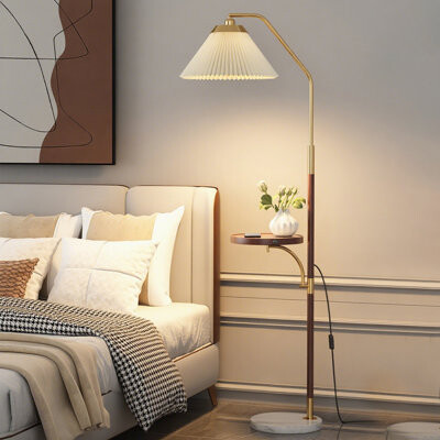 HUOMU Nut-brown Solid Wood+Metals+Fabric Free form Floor Lamps